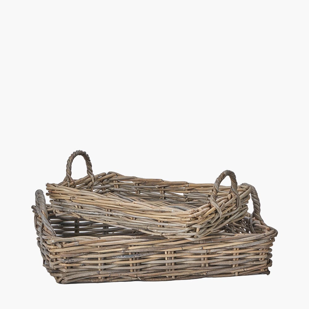 Pacific Lifestyle Accessories S/2 Grey Kubu Basket Trays House of Isabella UK