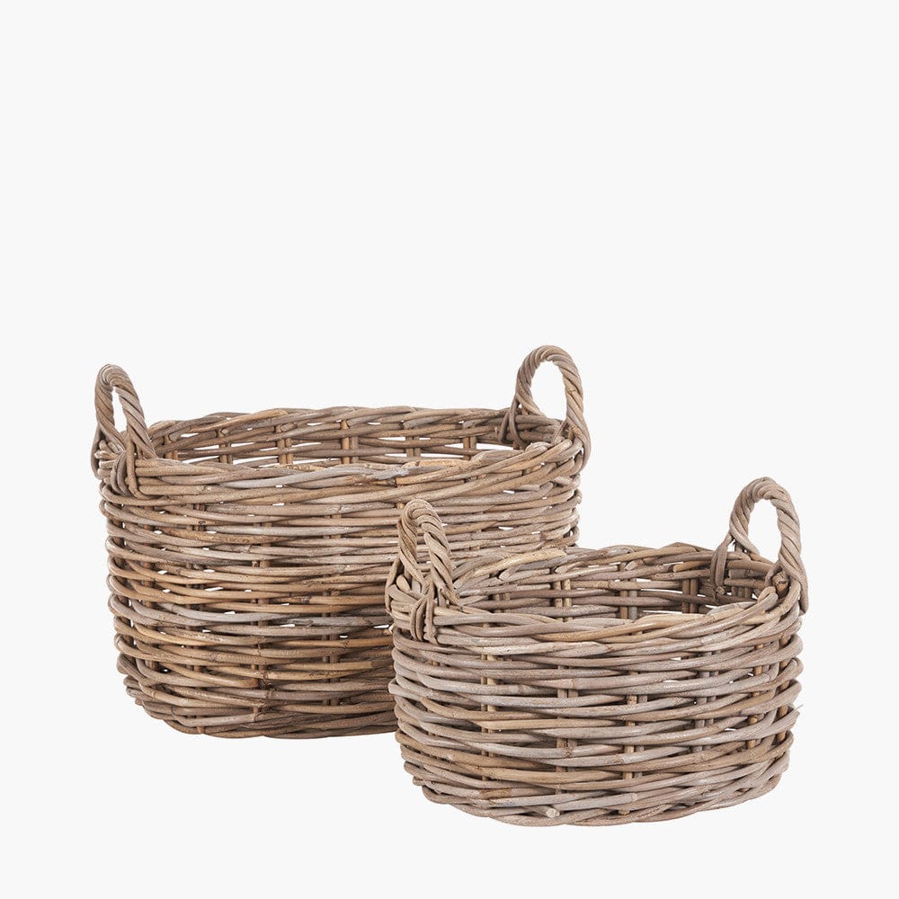 S/2 Grey Kubu Oval Baskets.