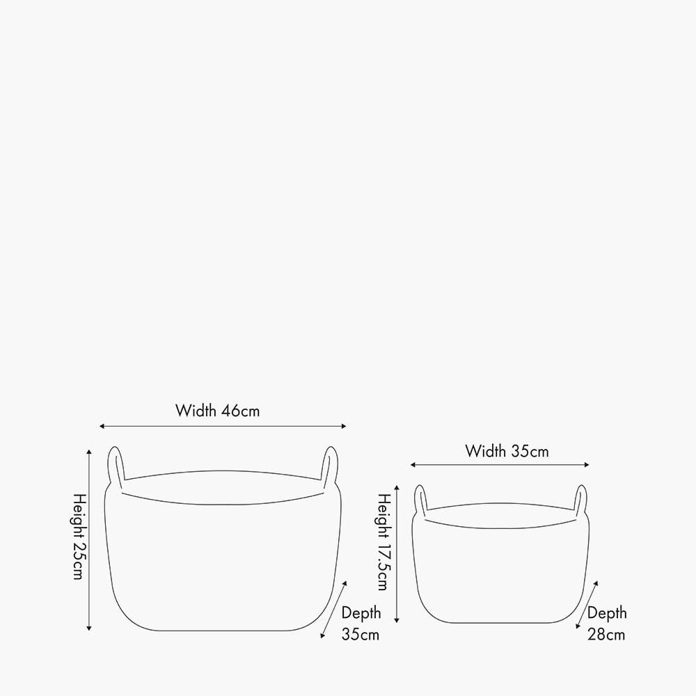 S/2 Grey Kubu Oval Baskets.