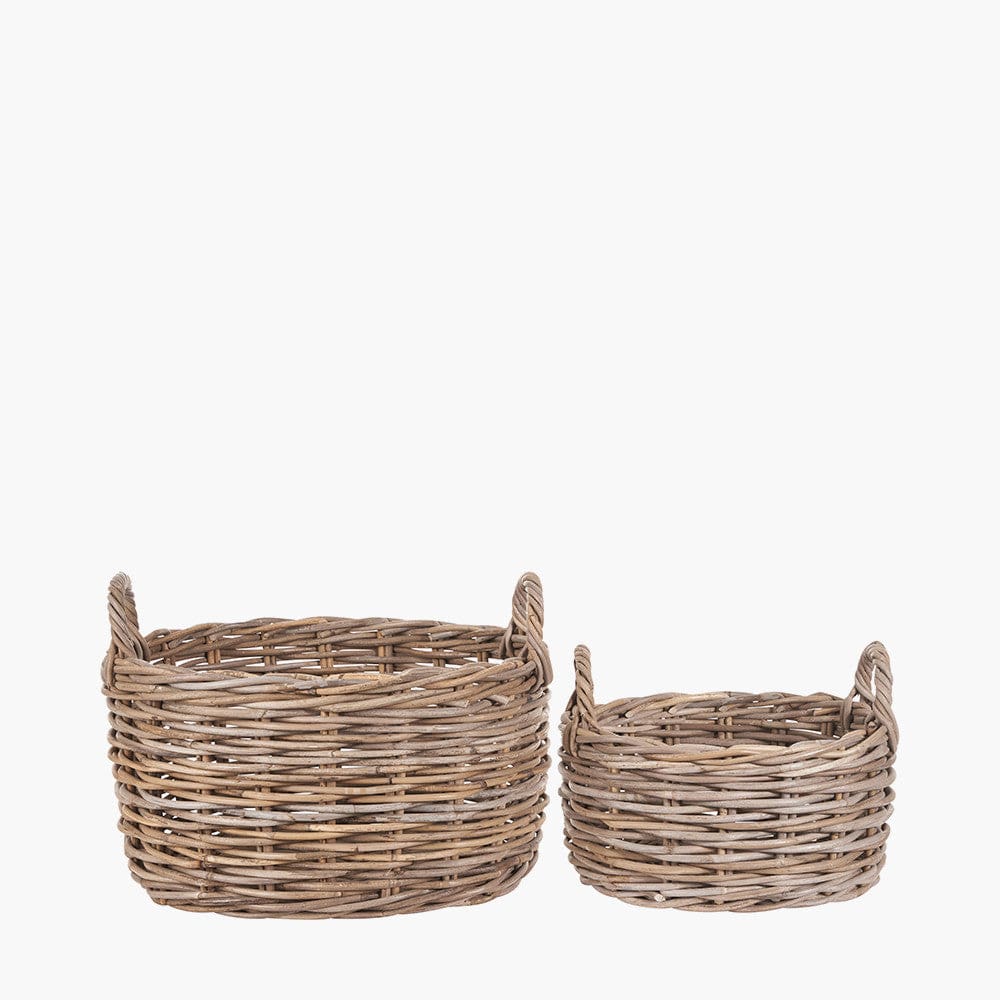 S/2 Grey Kubu Oval Baskets.