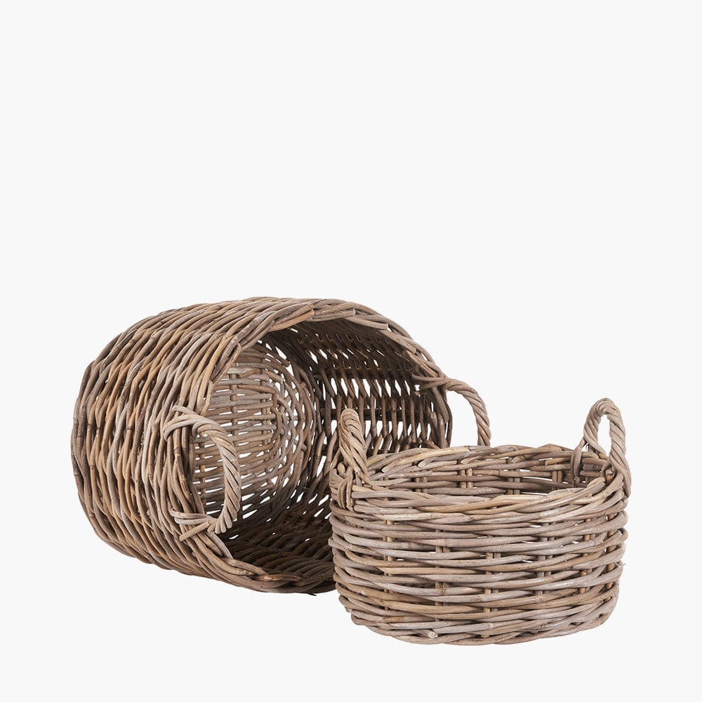 S/2 Grey Kubu Oval Baskets.