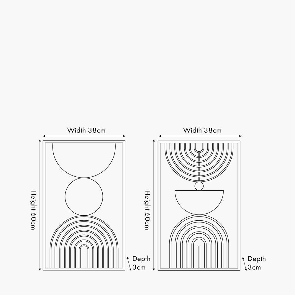 S/2 Mirrored, Black and Gold Metal Wall Art.