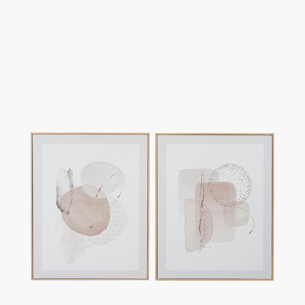 S/2 Natural Abstract Canvases with Natural Frame.