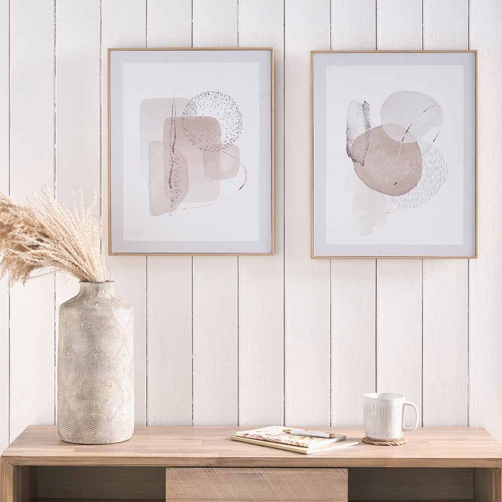 S/2 Natural Abstract Canvases with Natural Frame.