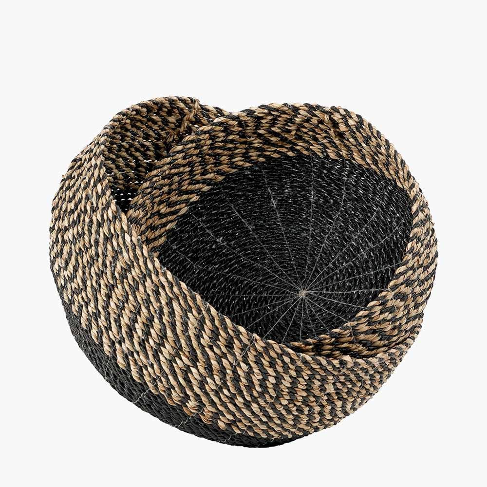 S/2 Seagrass Natural and Black Round Baskets.
