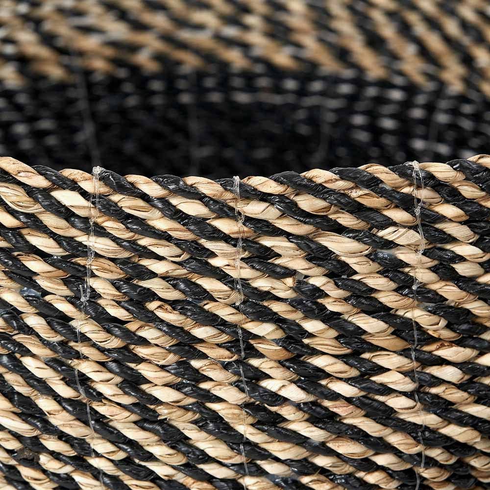 S/2 Seagrass Natural and Black Round Baskets.