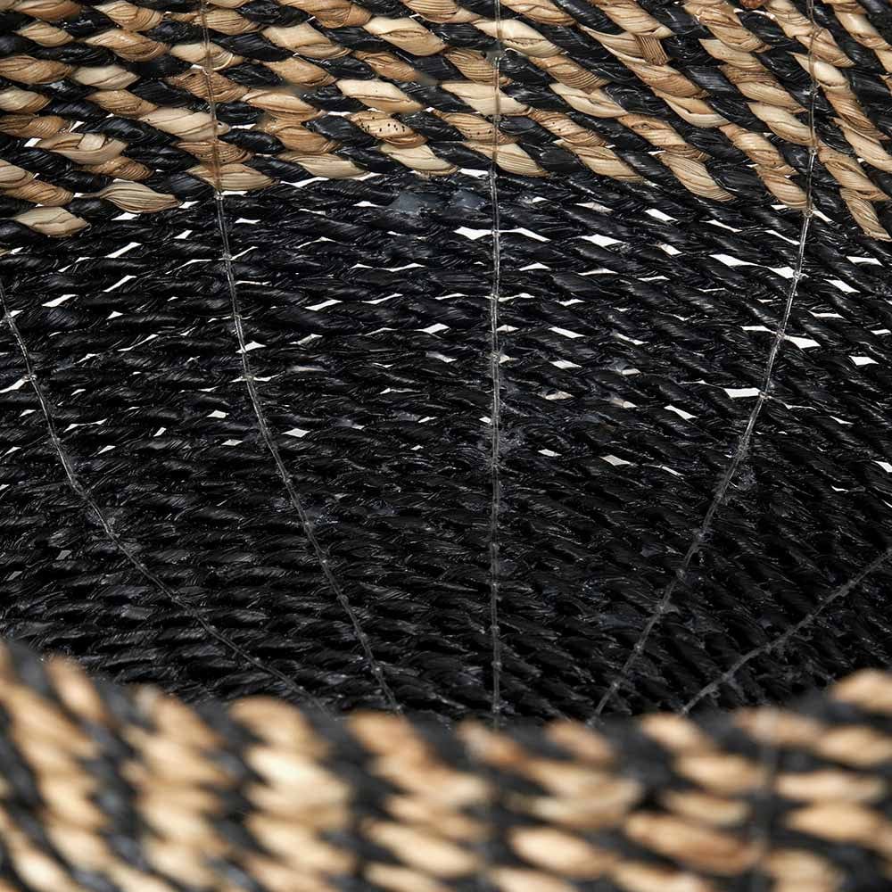 S/2 Seagrass Natural and Black Round Baskets.