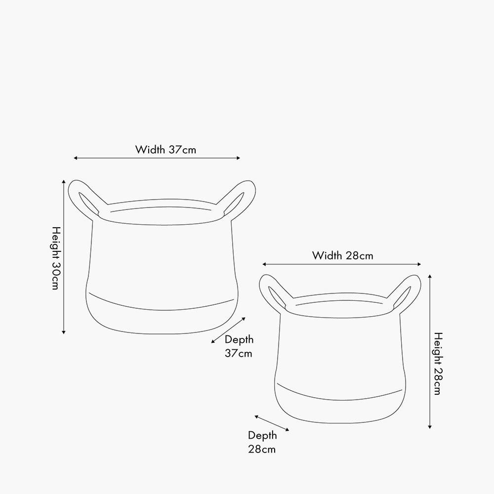 S/2 Seagrass Natural and Black Round Handled Baskets.