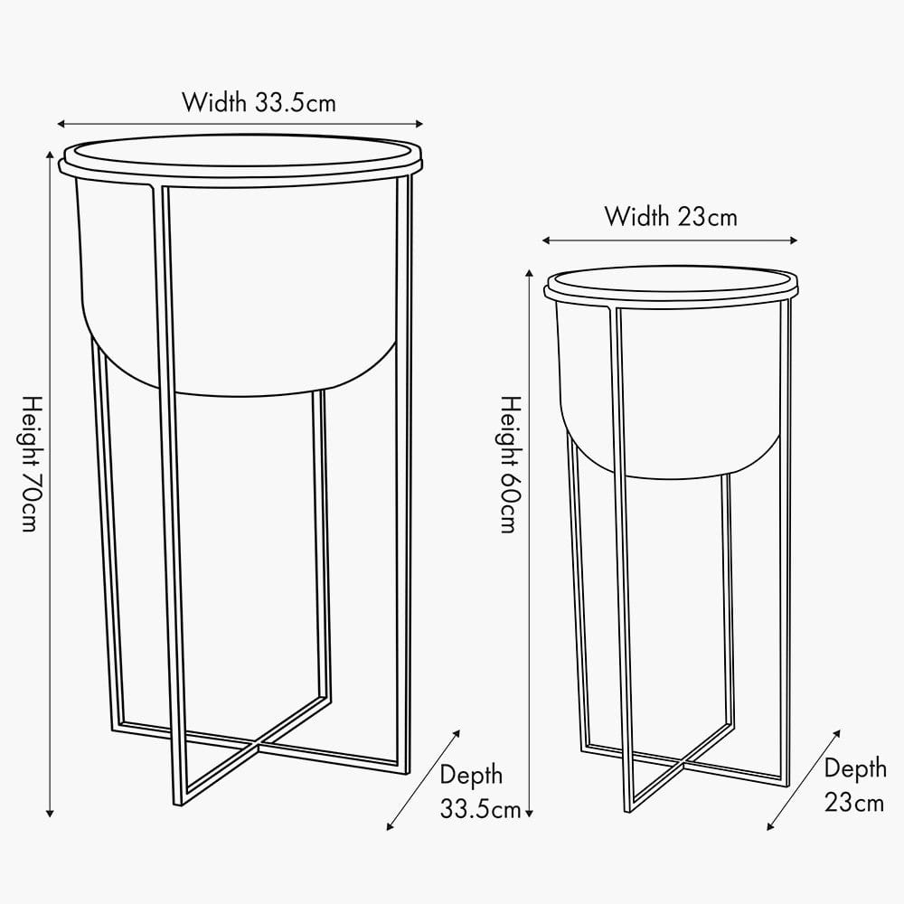 S/2 White and Gold Metal Planters.