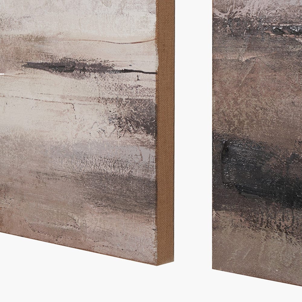 S/3 Grey and Neutrals Abstract Landscape Canvases.