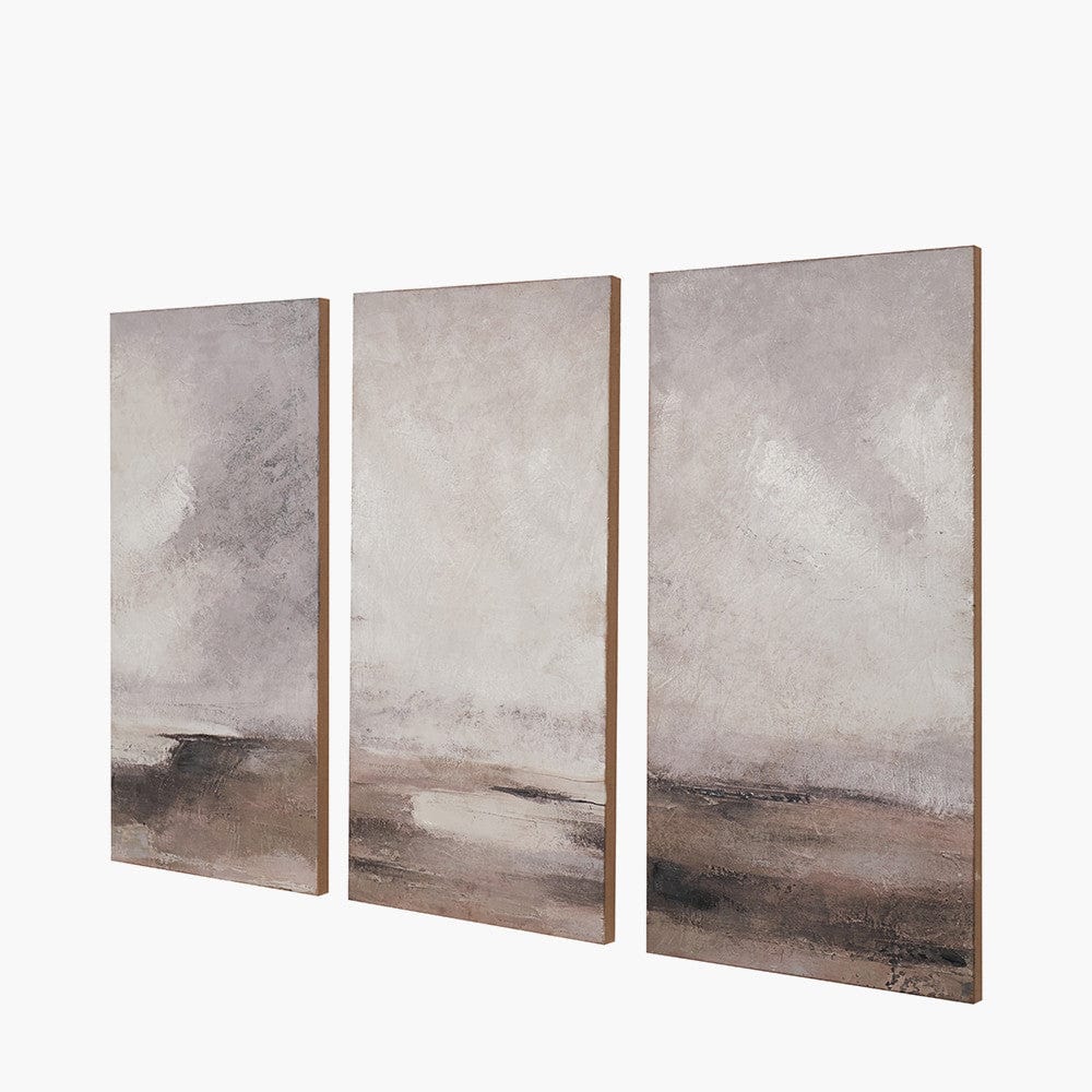 S/3 Grey and Neutrals Abstract Landscape Canvases.