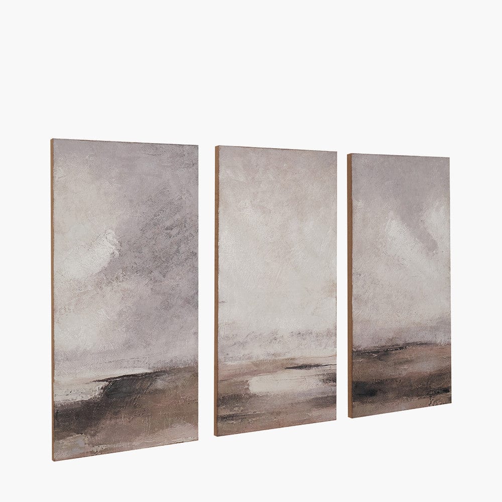 S/3 Grey and Neutrals Abstract Landscape Canvases.