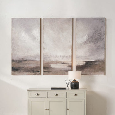 Pacific Lifestyle Accessories S/3 Grey and Neutrals Abstract Landscape Canvases House of Isabella UK