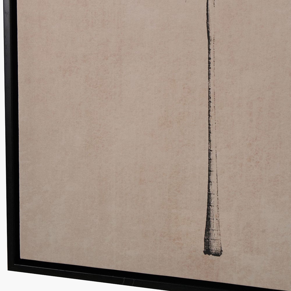 S/3 Natural and Black Palm Tree Print Canvases with Black Frames.