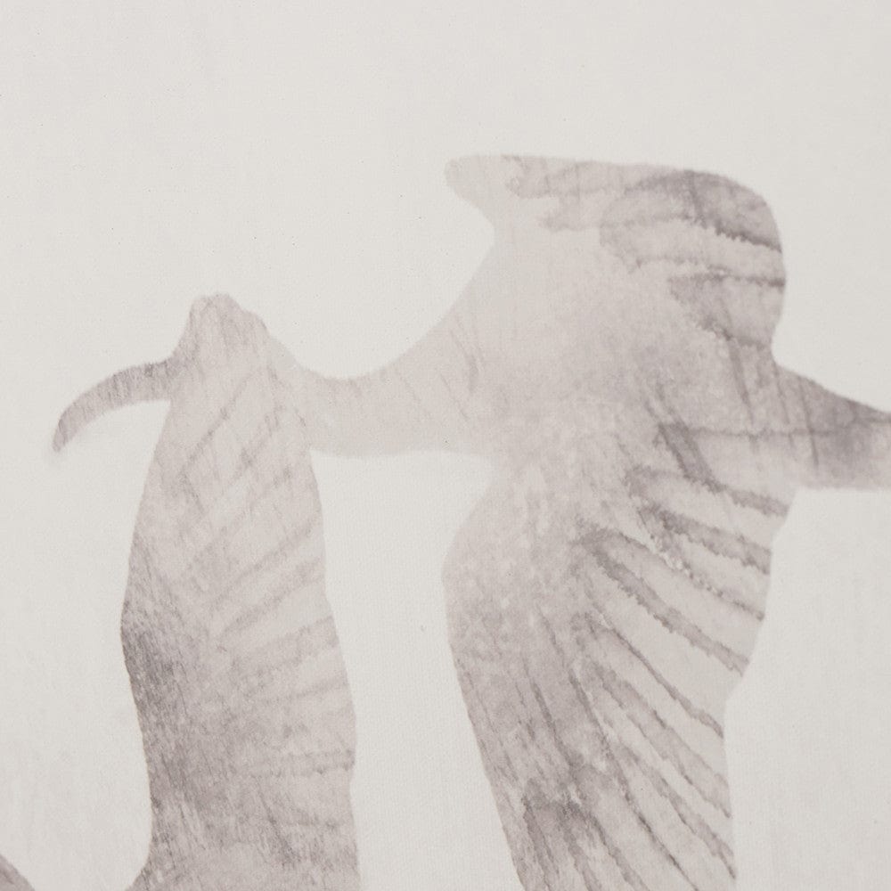 S/3 Natural and White Birds Canvases with Natural Frames.