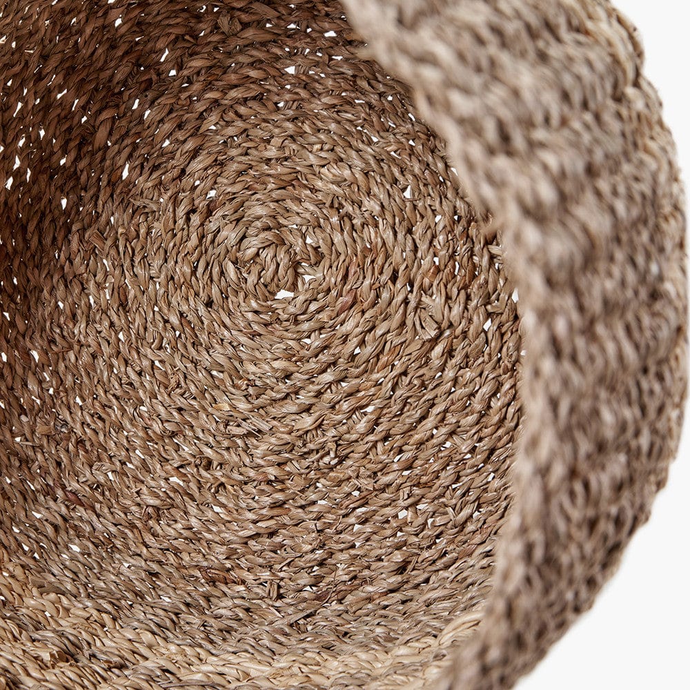 S/3 Woven 2-Tone Natural Seagrass and Palm Leaf Round Baskets.