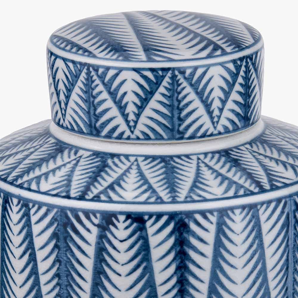 Pacific Lifestyle Accessories Samara Blue and White Ceramic Aztec Design Lidded Ginger Jar House of Isabella UK
