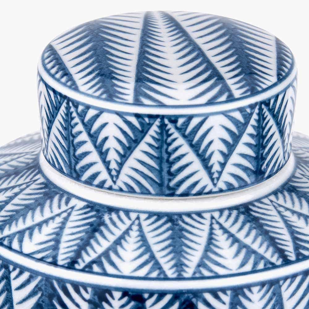Pacific Lifestyle Accessories Samara Blue and White Ceramic Aztec Design Lidded Ginger Jar House of Isabella UK