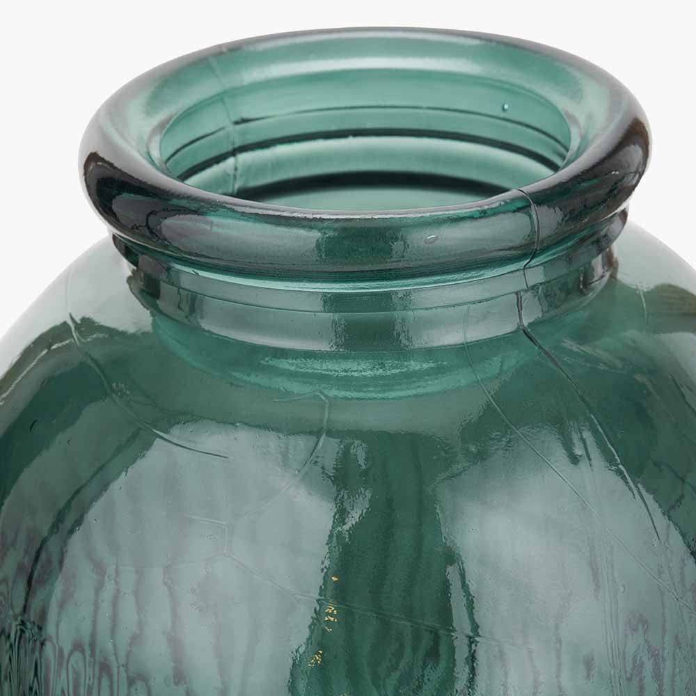 Sea Green Recycled Glass Ribbed Vase Tall.