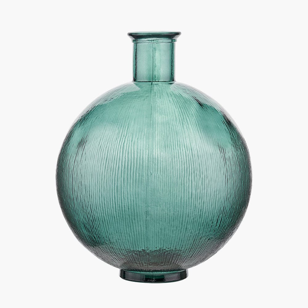 Sea Green Round Recycled Glass Vase.