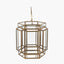 Shiny Brass Metal and Glass Hexagon Wide Lantern.