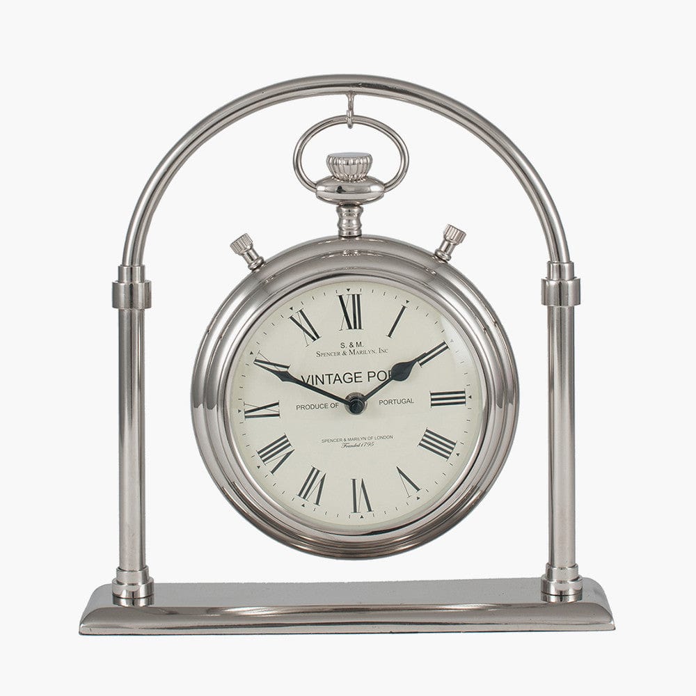 Shiny Nickel Brass & Glass Carriage Clock.