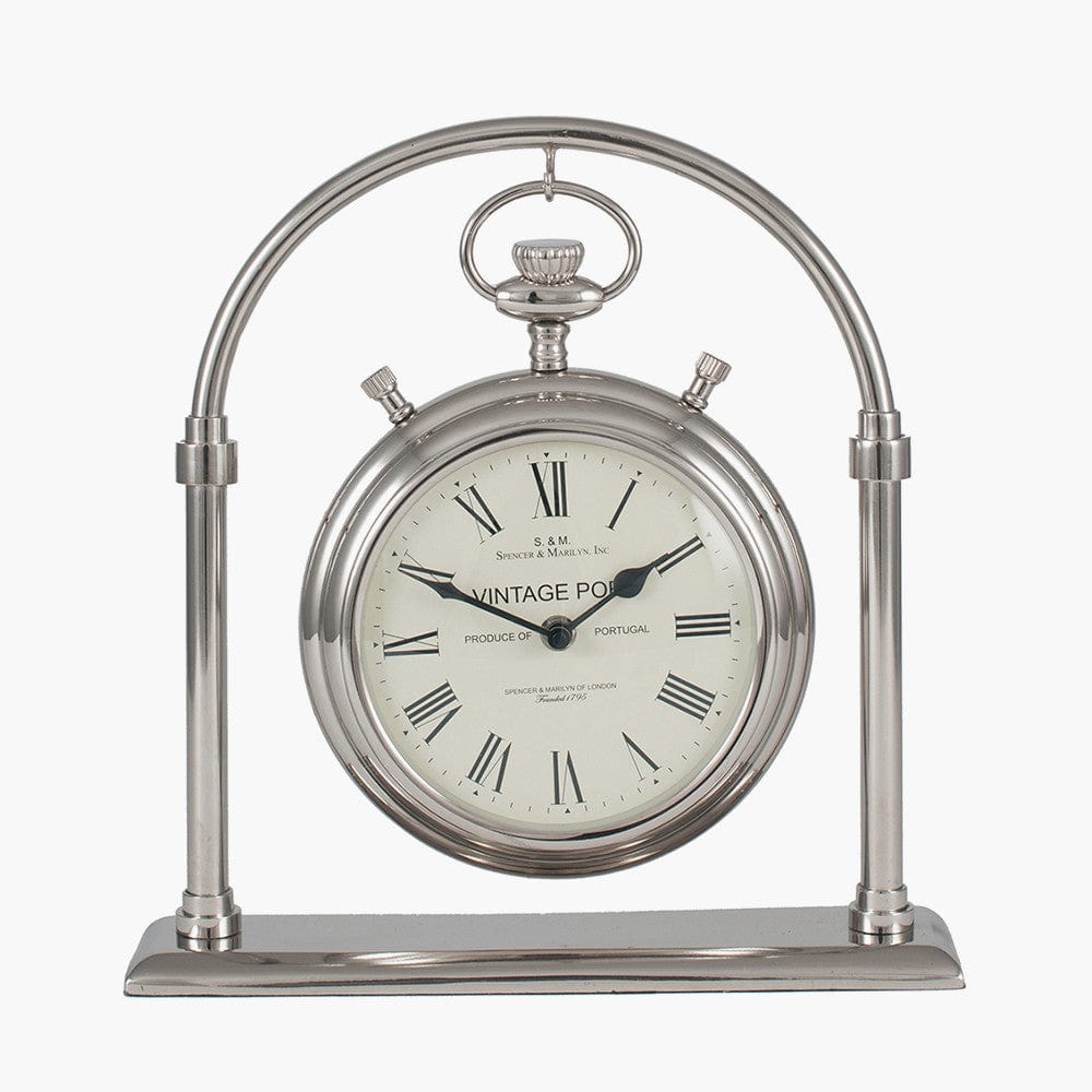 Pacific Lifestyle Accessories Shiny Nickel Brass & Glass Carriage Clock House of Isabella UK