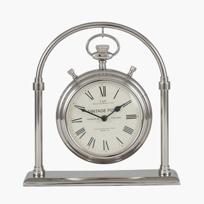 Pacific Lifestyle Accessories Shiny Nickel Brass & Glass Carriage Clock House of Isabella UK