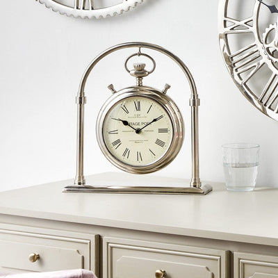 Pacific Lifestyle Accessories Shiny Nickel Brass & Glass Carriage Clock House of Isabella UK