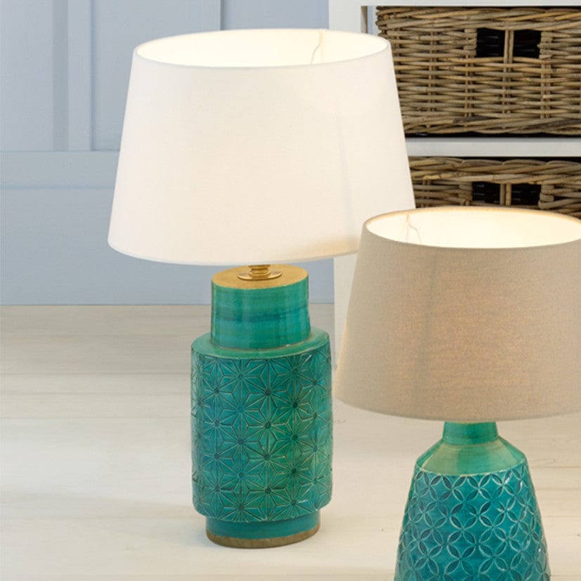 Sidra Aquamarine Stoneware Etch Detail Table Lamp Base.