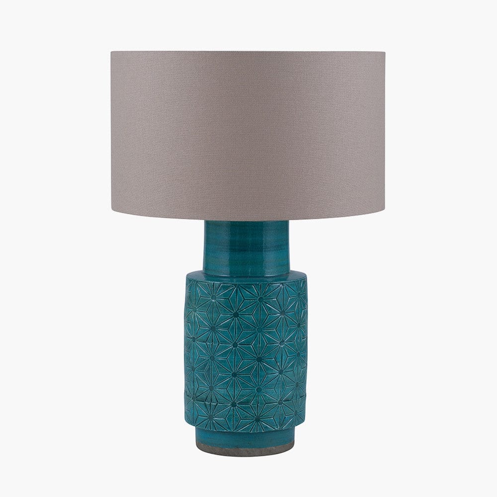Sidra Aquamarine Stoneware Etch Detail Table Lamp Base.