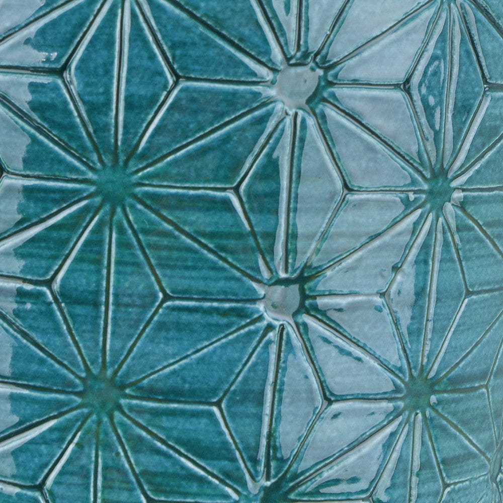 Sidra Aquamarine Stoneware Etch Detail Vase.
