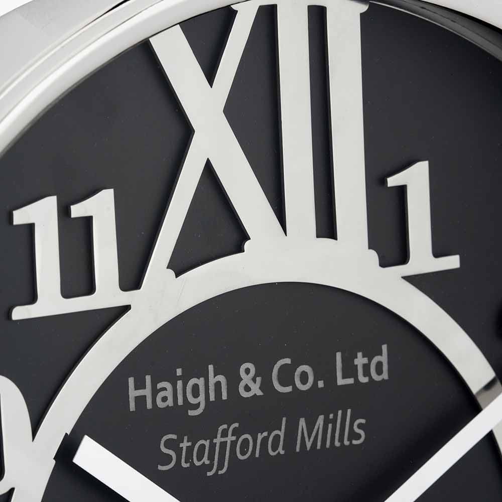 Silver Metal and Black Face Round Wall Clock.