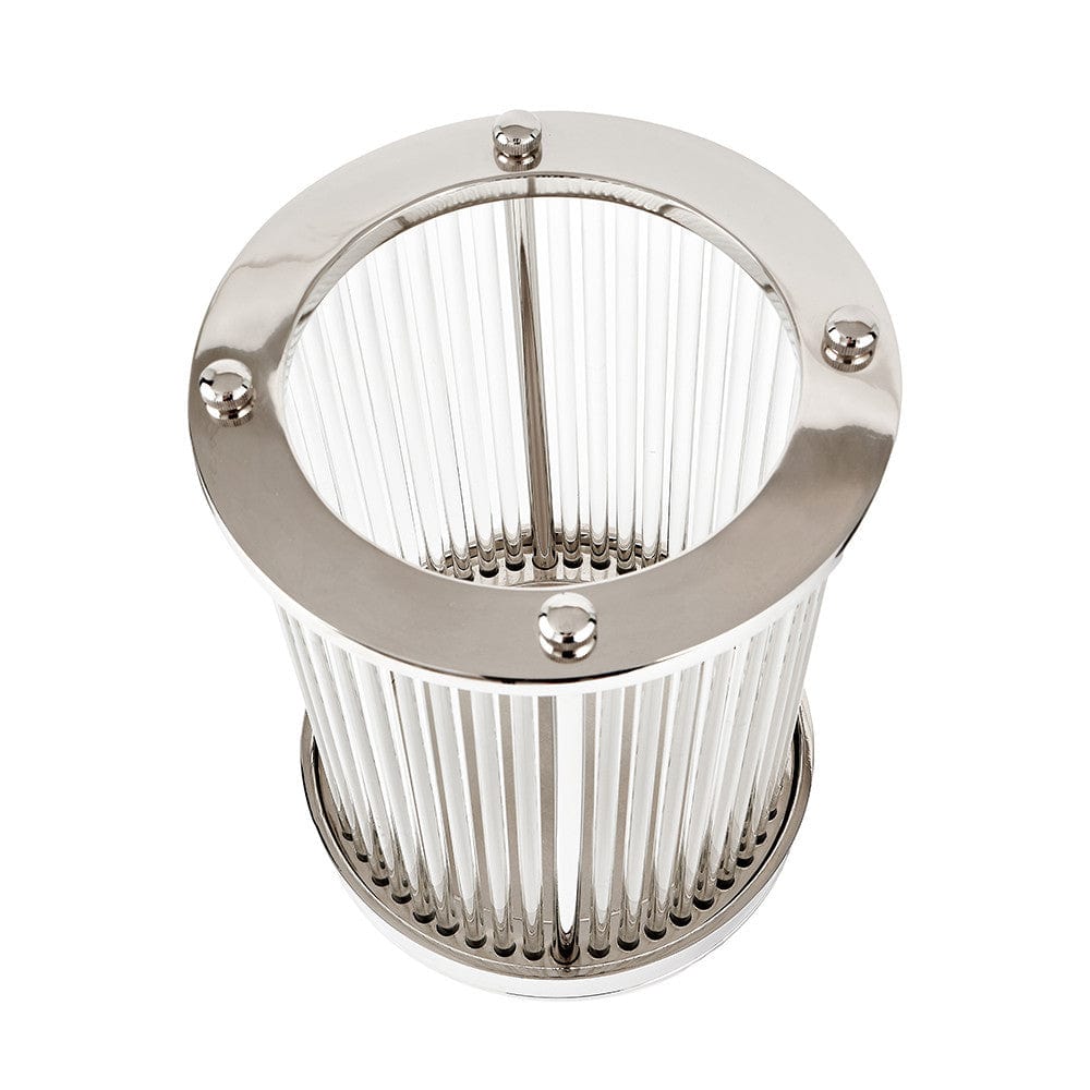 Silver Metal and Clear Textured Glass Large Hurricane.