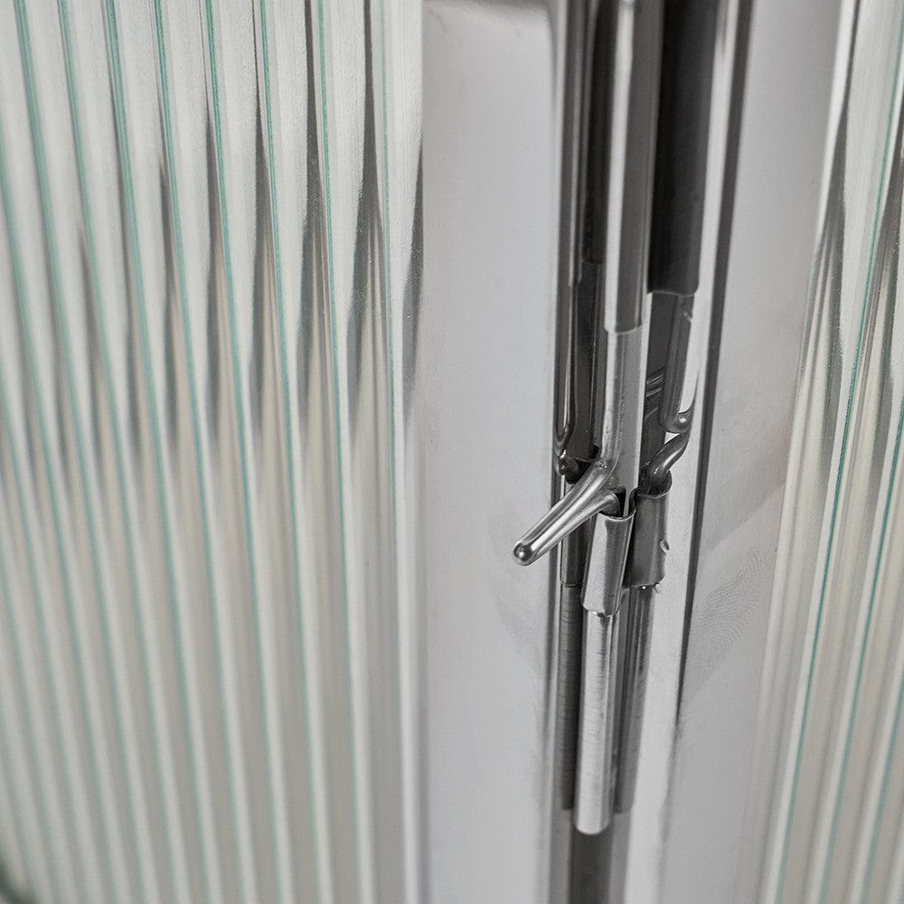 Silver Metal and Ribbed Glass Lantern Large.