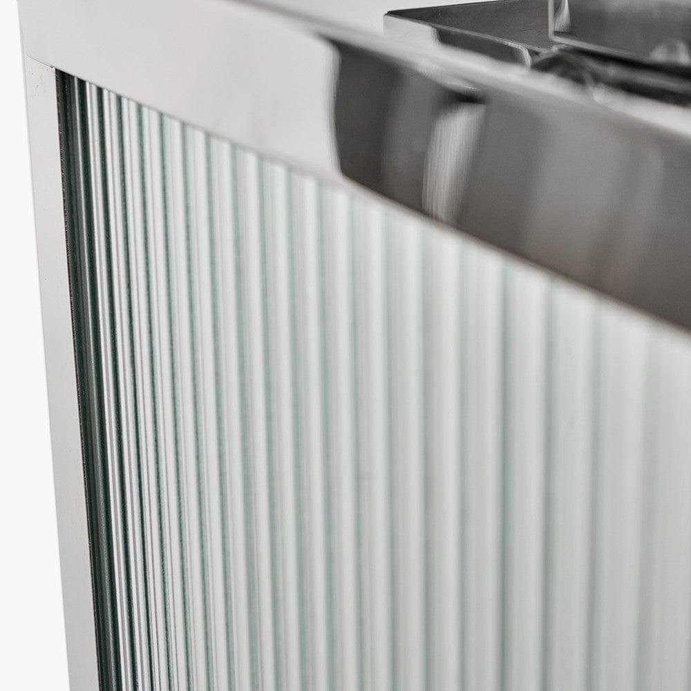 Silver Metal and Ribbed Glass Lantern Small.