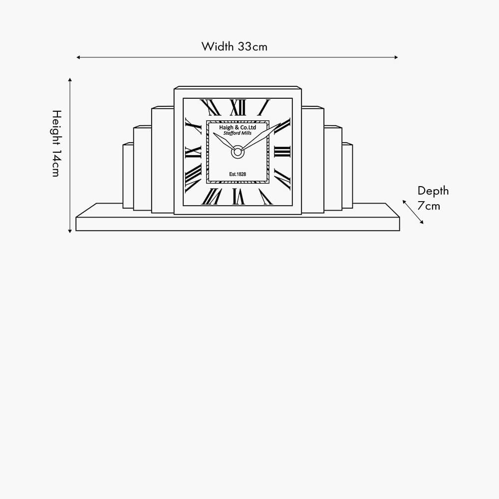 Silver Metal Art Deco Table Clock.