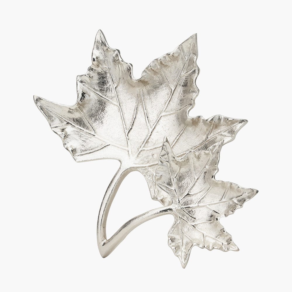 Silver Metal Dual Oak Leaf Bowl.