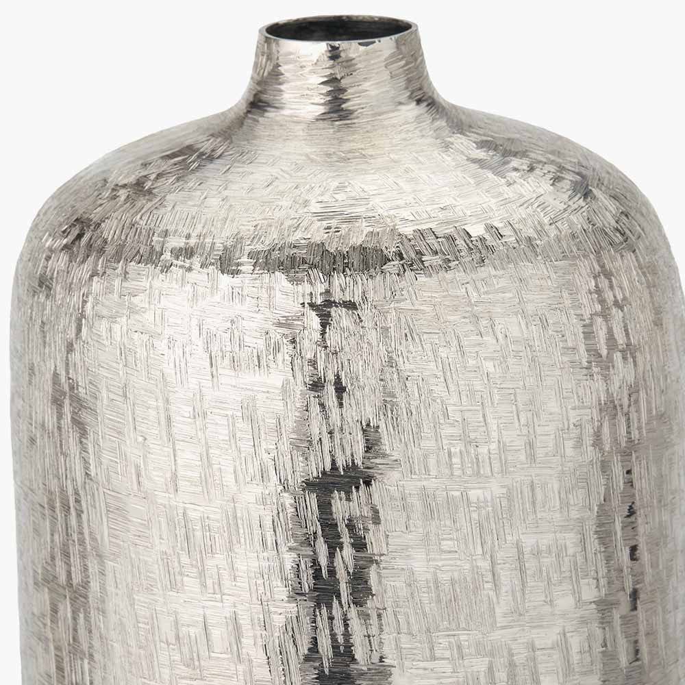 Silver Metal Hammered Vase Tall.