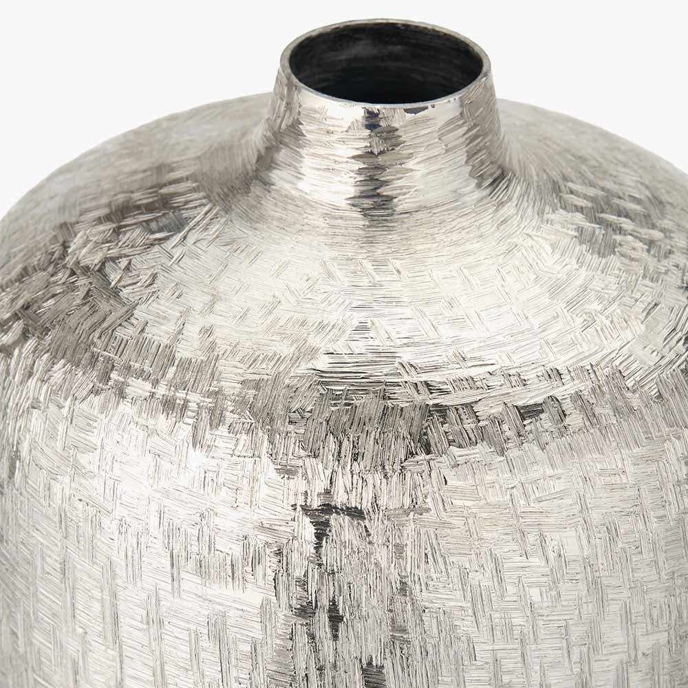 Silver Metal Hammered Vase Tall.