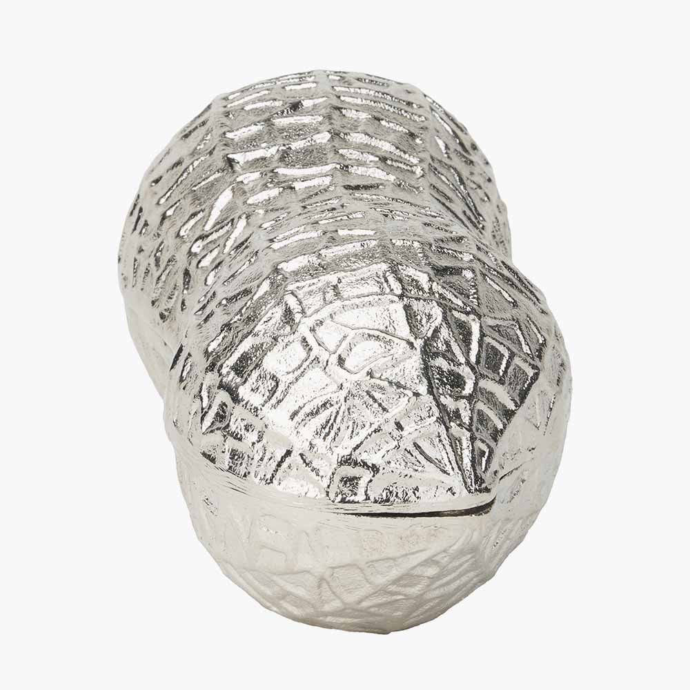 Silver Metal Peanut Lidded Trinket Bowl.
