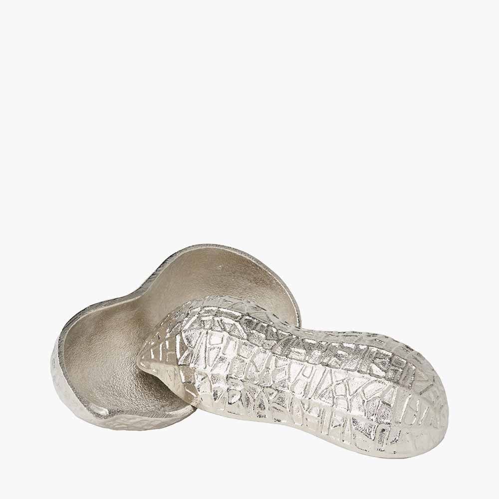 Silver Metal Peanut Lidded Trinket Bowl.