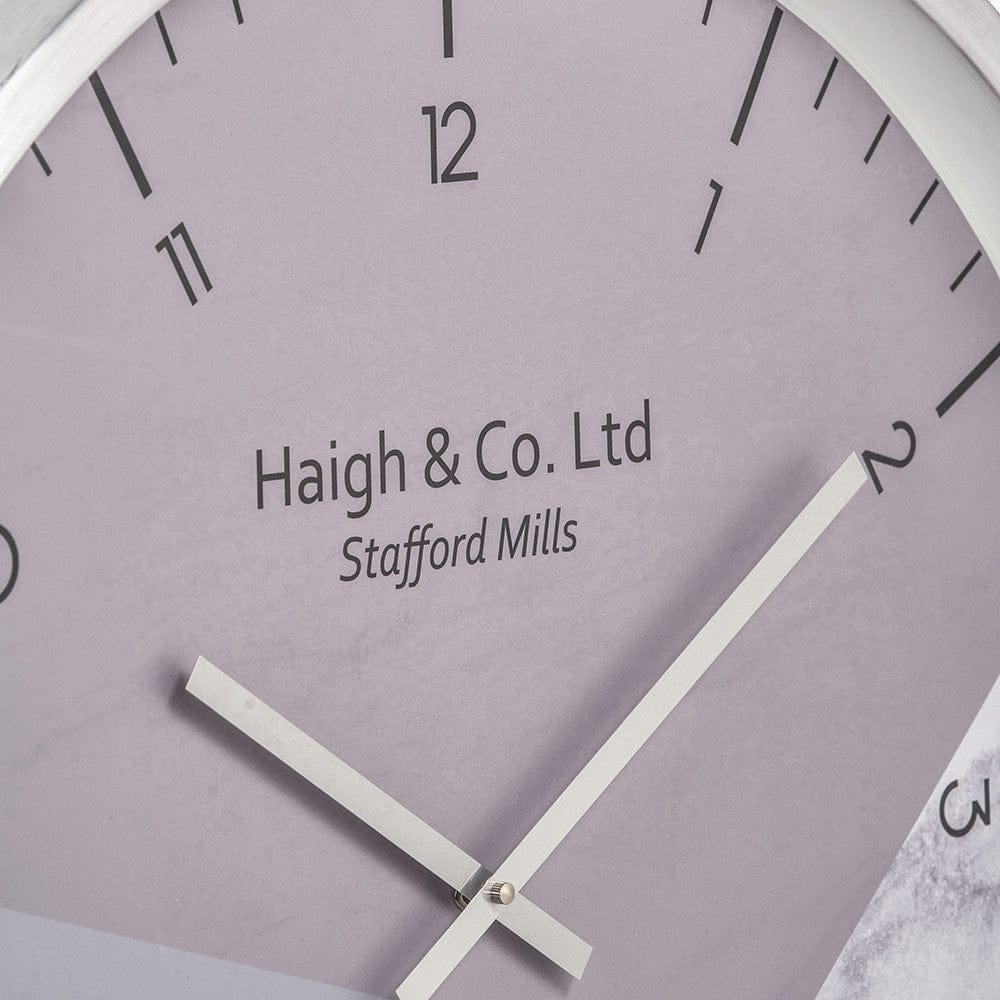 Silver Metal Printed Face Wall Clock.