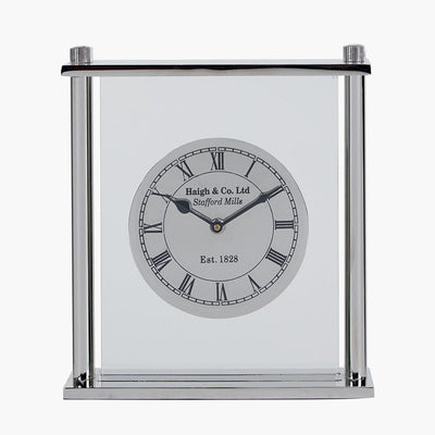 Pacific Lifestyle Accessories Silver Square Framed Standing Table Clock House of Isabella UK