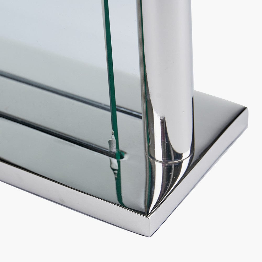 Silver Square Framed Standing Table Clock.