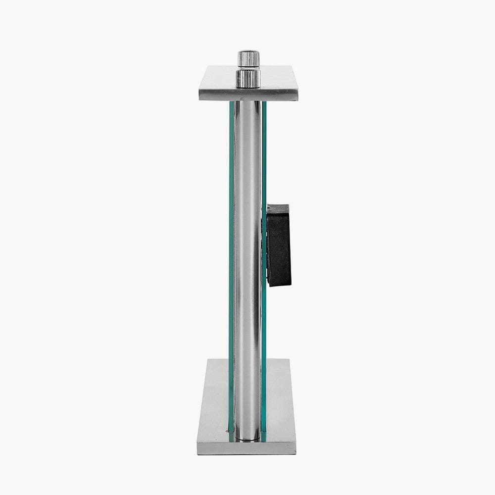 Silver Square Framed Standing Table Clock.