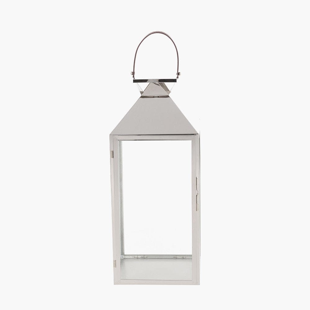 Silver Stainless Steel and Glass Large Lantern.