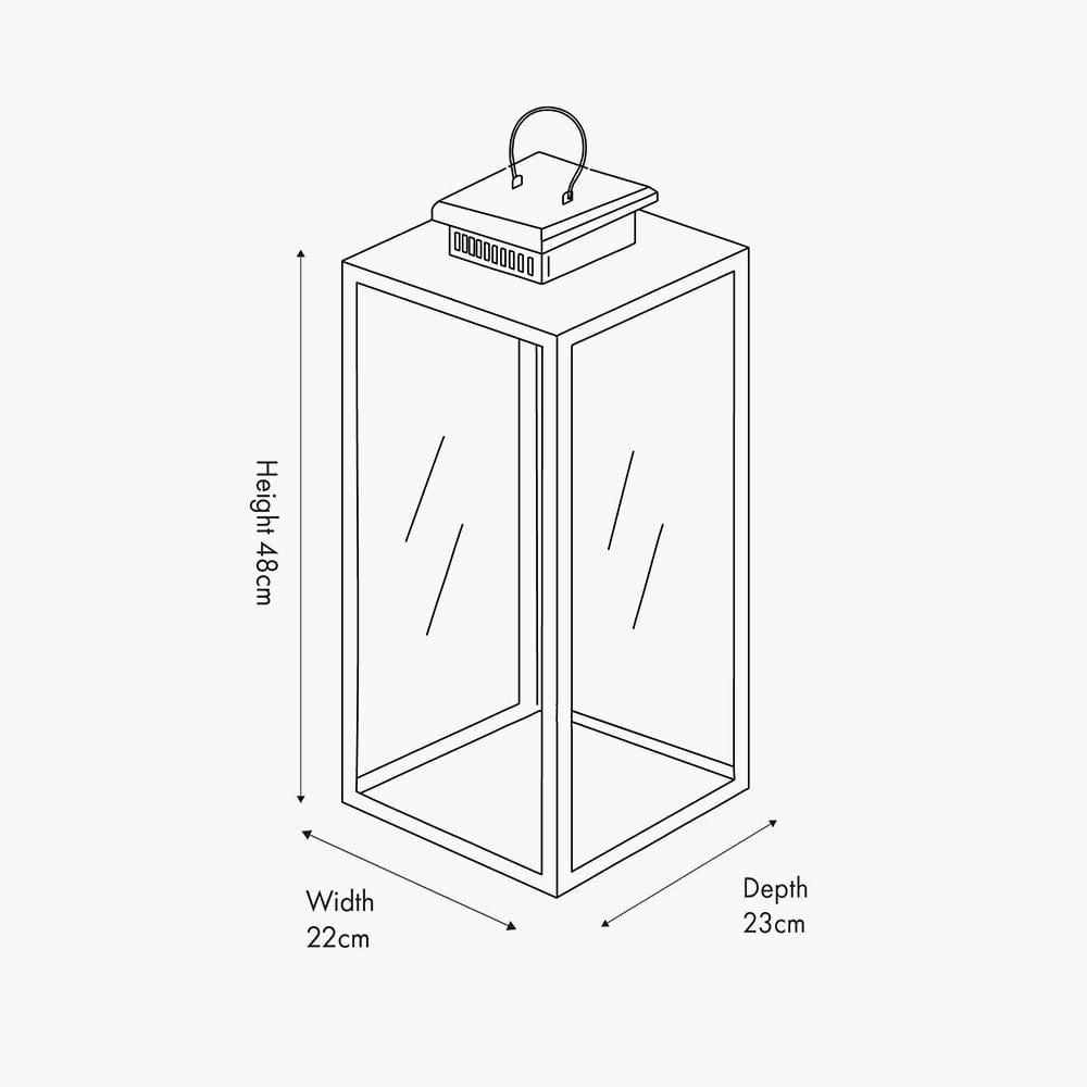 Silver Stainless Steel and Glass Large Rectangular Lantern.