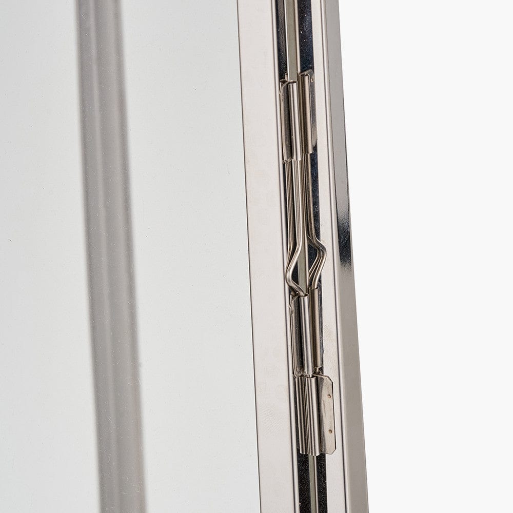 Silver Stainless Steel and Glass Large Rectangular Lantern.