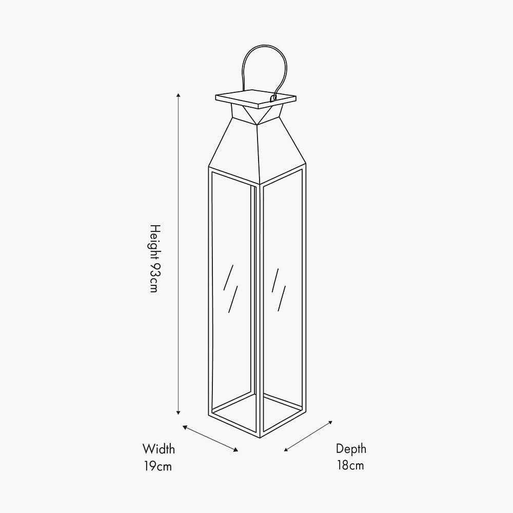 Silver Stainless Steel and Glass Large Tall Lantern.